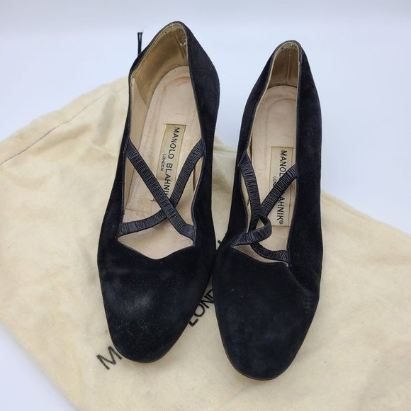 Manolo Blahnik Vintage Strappy Low Heels - Picture 2 of 8